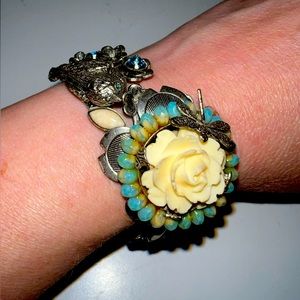 Stunning Mary DeMarco bracelet; rhinestones, gemstones; perfect condition!
